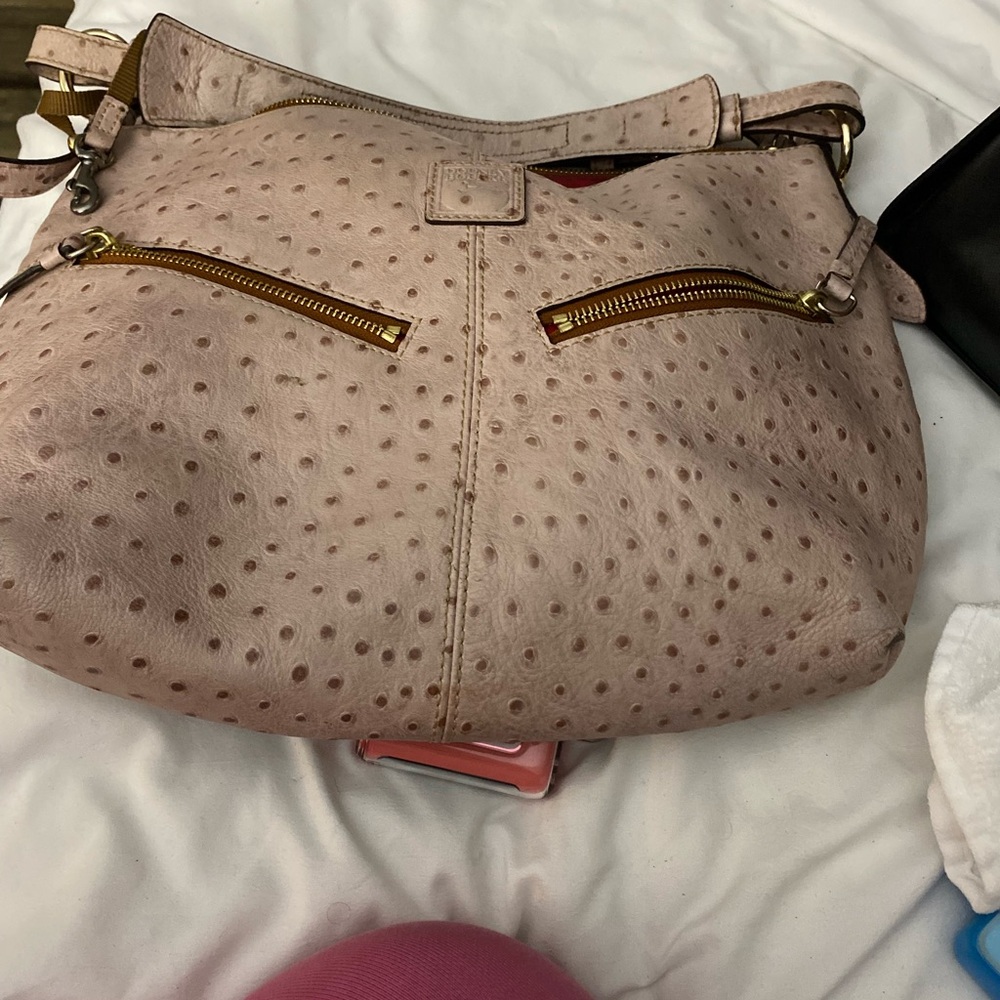 Chic Pink Hobo Bag with Ostrich Texture